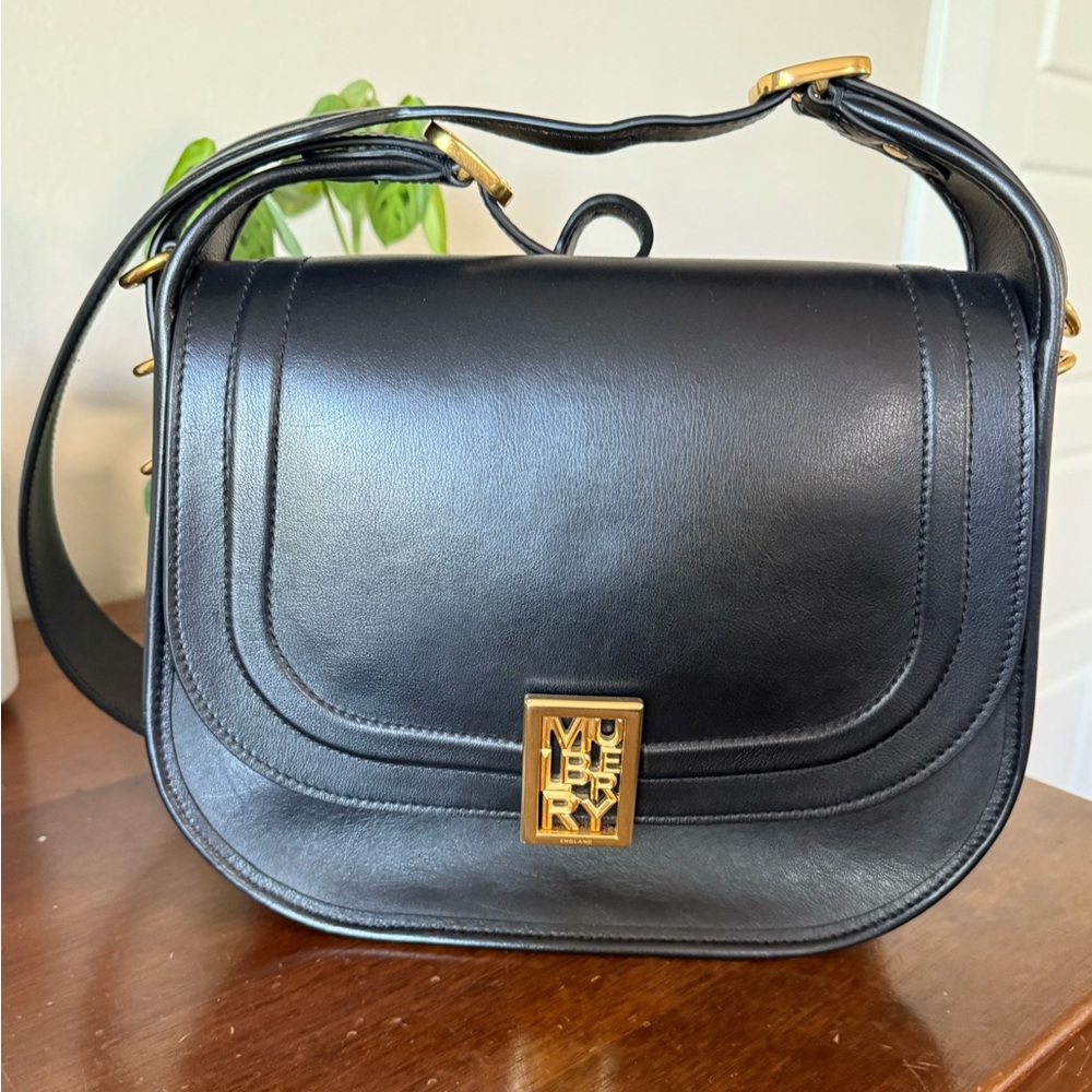 Mulberry Midnight Black Shoulder Bag with Gold Hardware